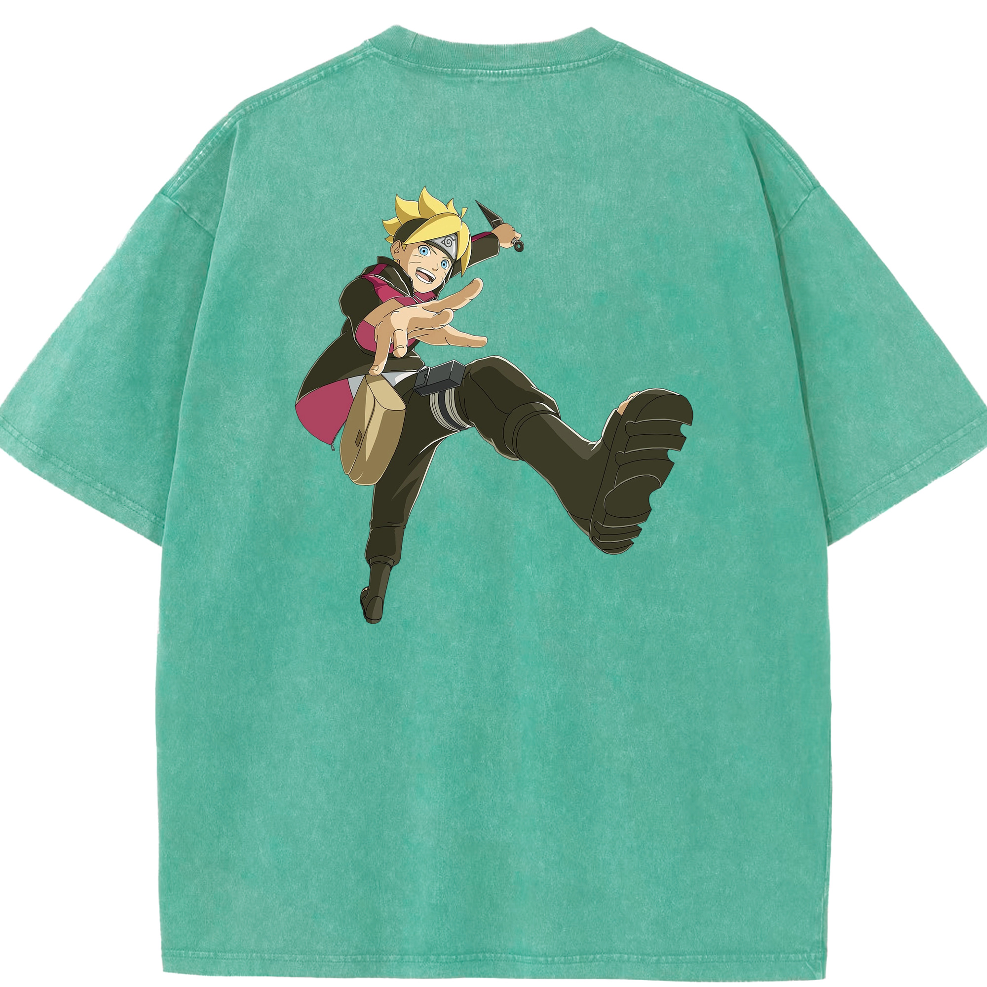 （画像用） NARUTO -ナルト- うずまき ボルト Uzumaki Boruto 綿100% ヴィンテージ風 半袖Tシャツ（背面プリント）